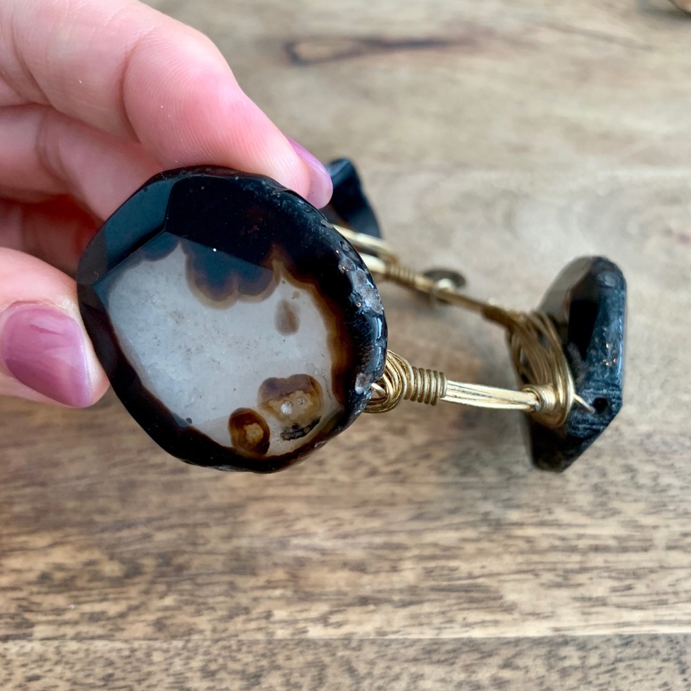 Bourbon & Boweties Gold & Agate Bangle Bracelet